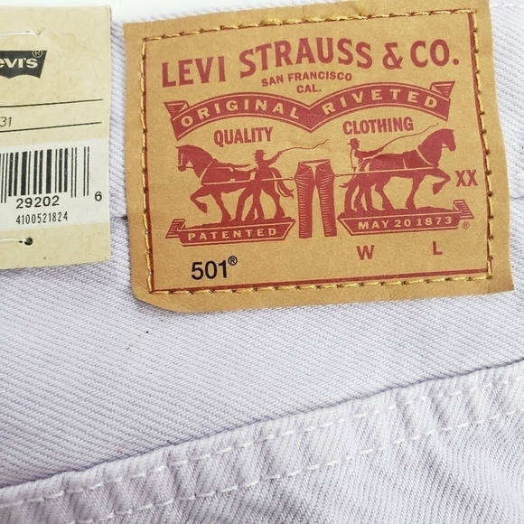Levi's 501 High Rise Cotton Lilac Button Fly Shorts Sz 31 - Picture 6 of 9